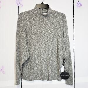 Harlowe & Graham Grey Mock Open Back Knit Sweater XS